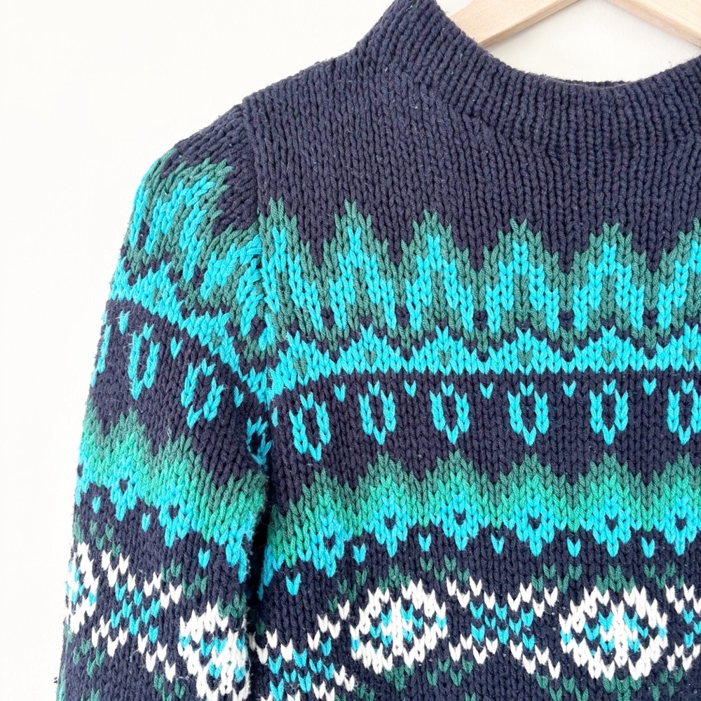Talbots Women's Navy and Green Patterned Sweater sz. S - Picture 3 of 5